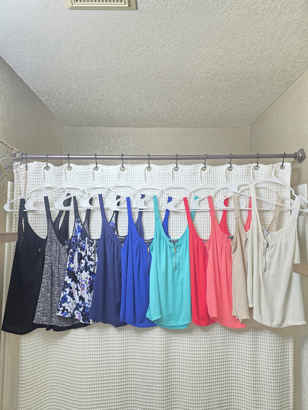 Express Women’s Tank Top Bundle - Black, Navy, Blue, Teal, Coral, Cream (10)